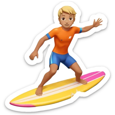 cute surfer riding big ocean waves, dynamic action pose, splash water, colorful surfboard, tropical vibe, 3D cartoon, mobile game icon style, bright colors, soft shadows, clean background, no text, no watermark sticker