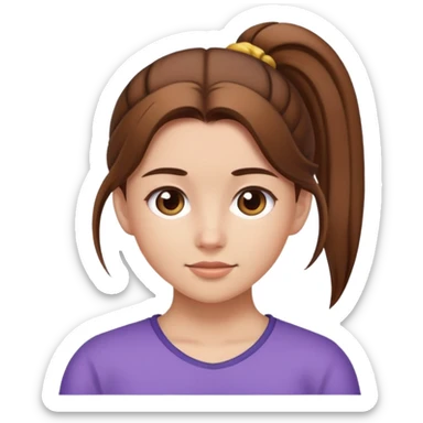 girl with brown hair and ponytail sticker