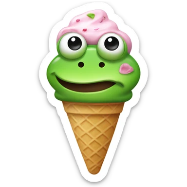 a frog shaped like ice cream sticker