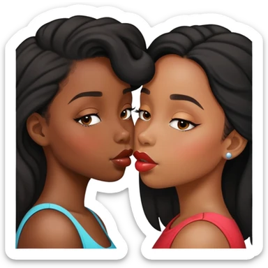 Black girl kissing another black girl  sticker