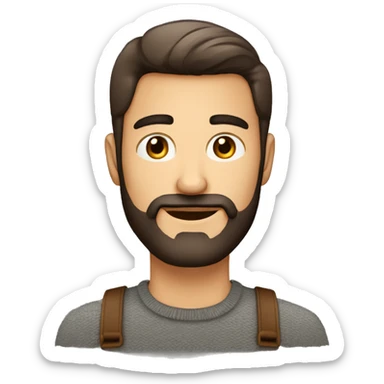 hombre con barba y coleta con ojos cafe y pelo corto por los lados sticker