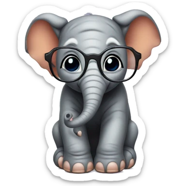 baby elephant in spark shape glasses sticker