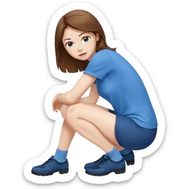  brown haired woman crouching sticker
