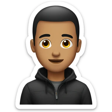 young guy with a black buzzcut sticker