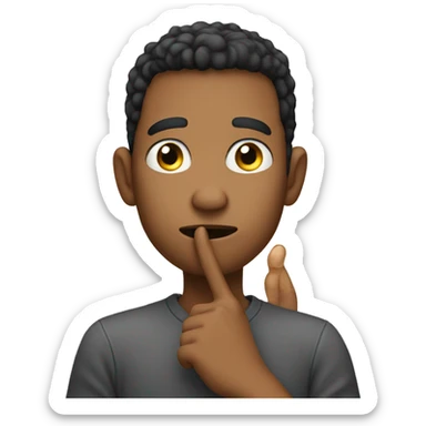 a young man guessing what it is with his one finger on his chin sticker