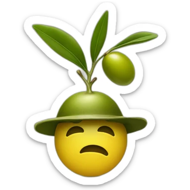 an olive with an olive hat on head sticker