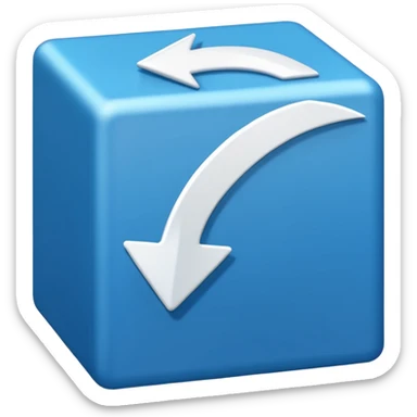 create an emoji with a tilted blue box with a white arrow in it make sure its kinda small 2d sticker