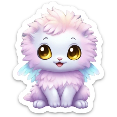 Shiny Cute Innocent Shy Baby Sparkly Colorful Pastel Fluffy beautiful fantasy Kawaii Ethereal Sona Fakemon-animal Full Body sticker