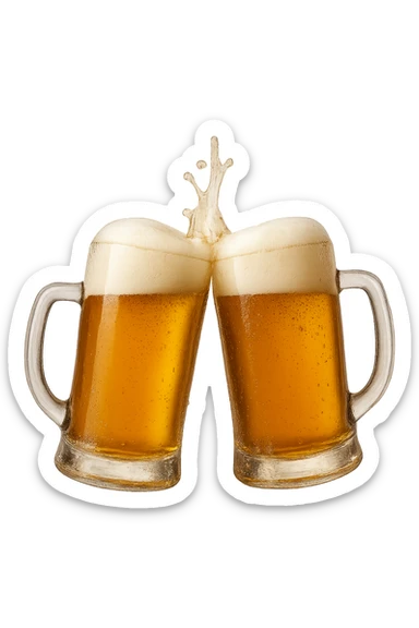 2 drink che fanno brindisi di birre senza mani realistiche sticker