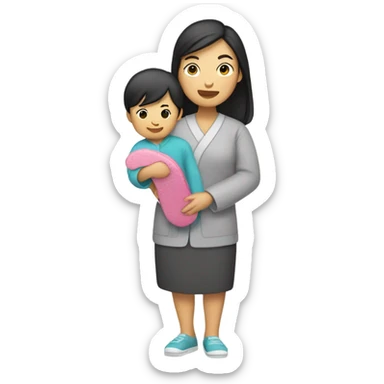  Asian mom with slipper in hand sticker