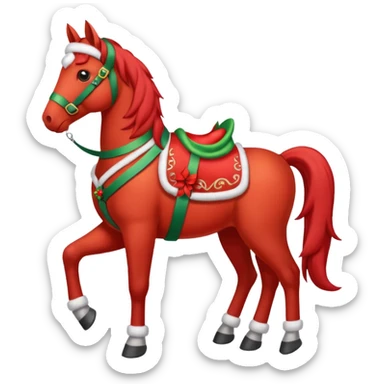 Christmas red horse with a full-length sticker