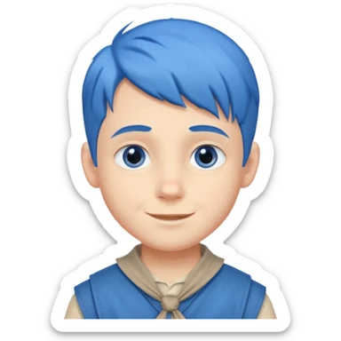 very handsome boy big blue eyes, scout boy with, blue hair  sticker
