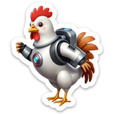 A chicken with a jetpack sticker