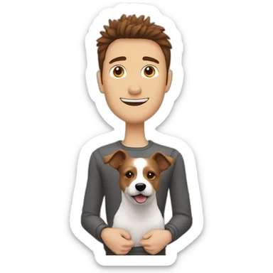 Man with brown hair spiky with jack russell terrier sticker
