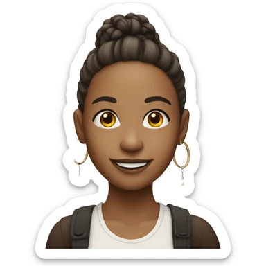 smiling girl with hoop earrings  sticker