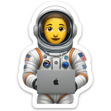 astronaut in a spacesuit with a computer sticker