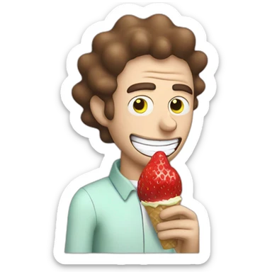 rick from rick and morty eating a strawberry lemon gelato sticker