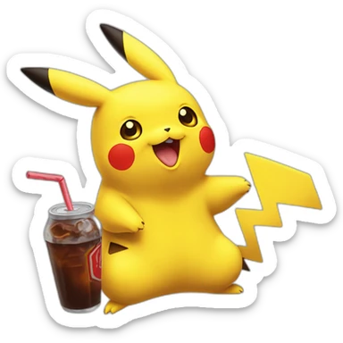 Pikachu bois un coca sticker