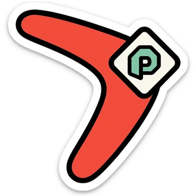 boomerang with Microsoft Power Pages logo, playful and clean, red and white color palette icon sticker