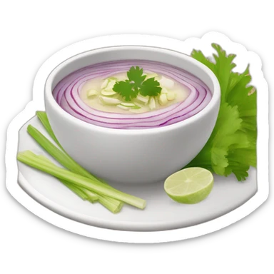hot soup with the following ingredients sliced red onions, albacore, celery and yucca sticker
