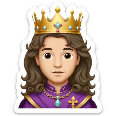 Princes with long glam curled hair, dark brown eyes, light skin tone.  sticker