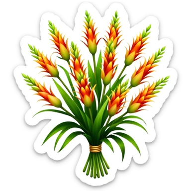 big bouquet Torch Lily flower, luxuriant, stem, leaf sticker