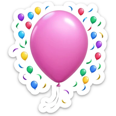 a pink balloon, confetti sticker