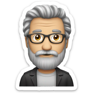 Homme âgé cheveux noir long barbe grise longue avec caméra en main sticker