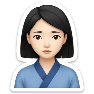 Korean woman, East Asian features,
female human face avatar only,
headshot portrait, face only,
thoughtful and calm expression, sensitive mood,
neutral face, minimal expression,
natural black hair, simple hairstyle,
clean background,
no clothes, no body, no accessories,
no cartoon, no fantas sticker