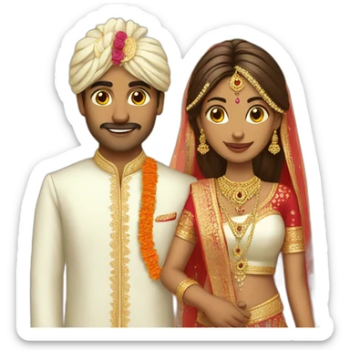 Indian groom and bride sticker