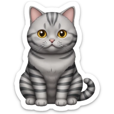 Generate an emoji of a British Shorthair cat with a gray stripe sticker
