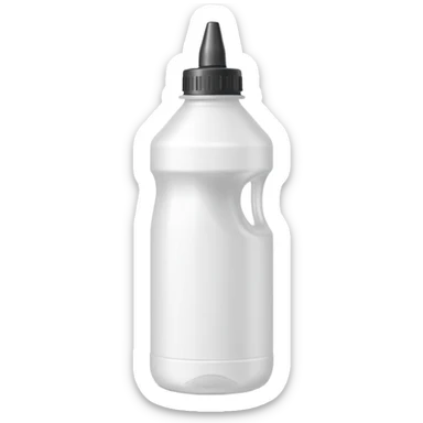 slim medium plastic bottle with slightly curved body and pointed nozzle cap, clean color white or blue or red, no label, no stains, no extras, apple emoji style, soft lighting, subtle shadows, emoji scale sticker