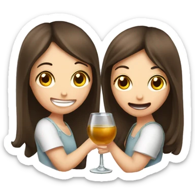 Zwei Mädchen die ein Glas Wein trinken  sticker