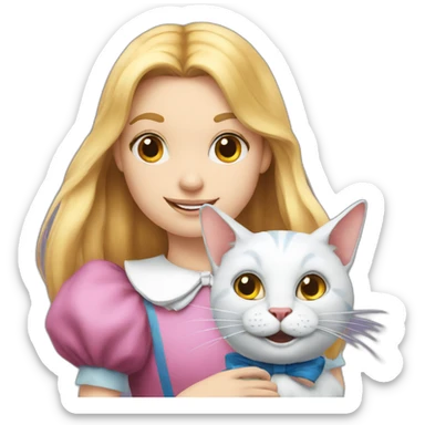 alice in wonderland with a cat head sticker