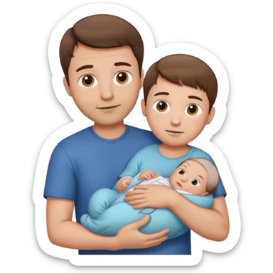 dad with short brown hair and fair skin with newborn baby  sticker