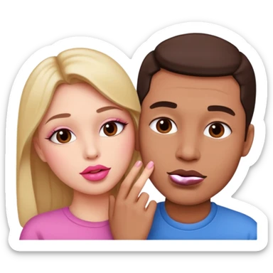 Öpüşen çift dudakları dudaklarına değer sticker