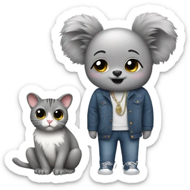 Fashion koala with a cat sticker