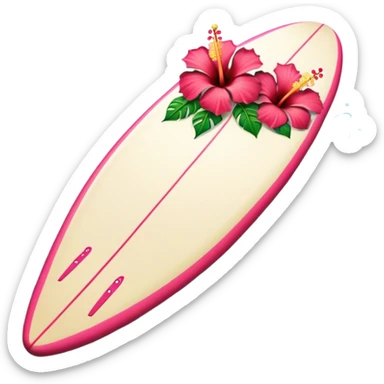 Summer surf board with hibiscus flowers  sticker
