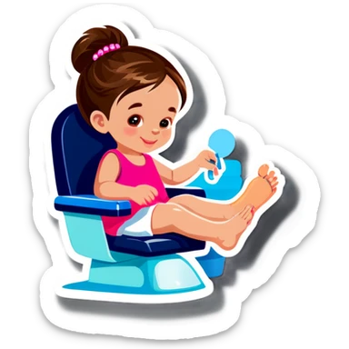 Toddler getting pedicure sticker