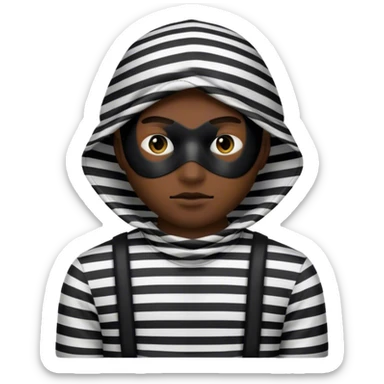 A robber emoji with a striped shirt and a mask that reveals only his eyes sticker