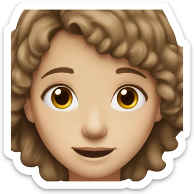 Girl with brown hair, hazel eyes braces and fair skin sticker