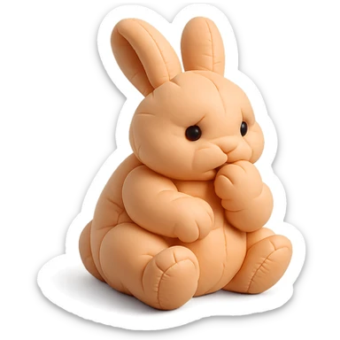 apricot bunny biting paw nervously, full body, cushion style, flawless appearance, no imperfections sticker