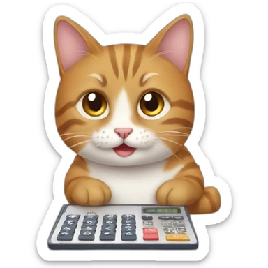 cat using calculator sticker