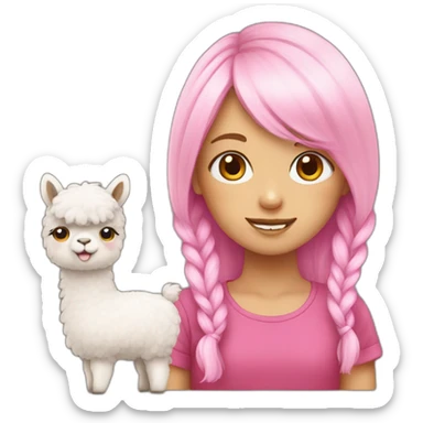 pink haired girl with alpaca sticker
