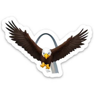 bald eagle flying through the St. Louis arch ￼￼ sticker