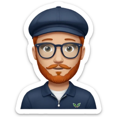 red headed with beard and rayban glasses wearing a scally cap with sleeve tattoos and an Irish flat cap with a Fred Perry polo sticker
