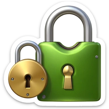 A seed germinating with a sprout sticking out of it in the shape of a pad lock with the seed being the body of the padlock and the sprout being the shackle of the padlock. But it looks more like a seed and a sprout rather than anything else sticker