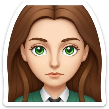 Stern female teacher with long Brown hair and Green eyes sticker