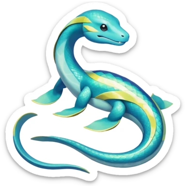 Sleek Serpentine Aquatic Ribbon-bodied Elegant Pokémon-Fakémon-Digimon-Creature, (full body) sticker