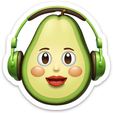 una palta con labios gruesos escuchando música sticker